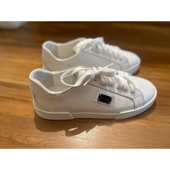 Dolce&Gabbana Kids Leather Portofino Low-Top Sneakers White Maglina Size 35 3.5 main image 7